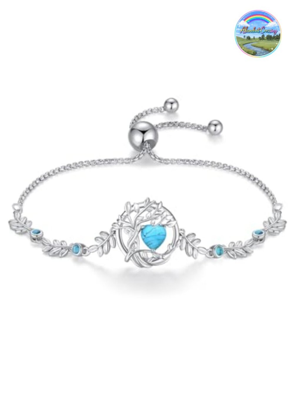925 Sterling Silver Tree of Life Birthstone Bracelet, White Gold Plated Link
